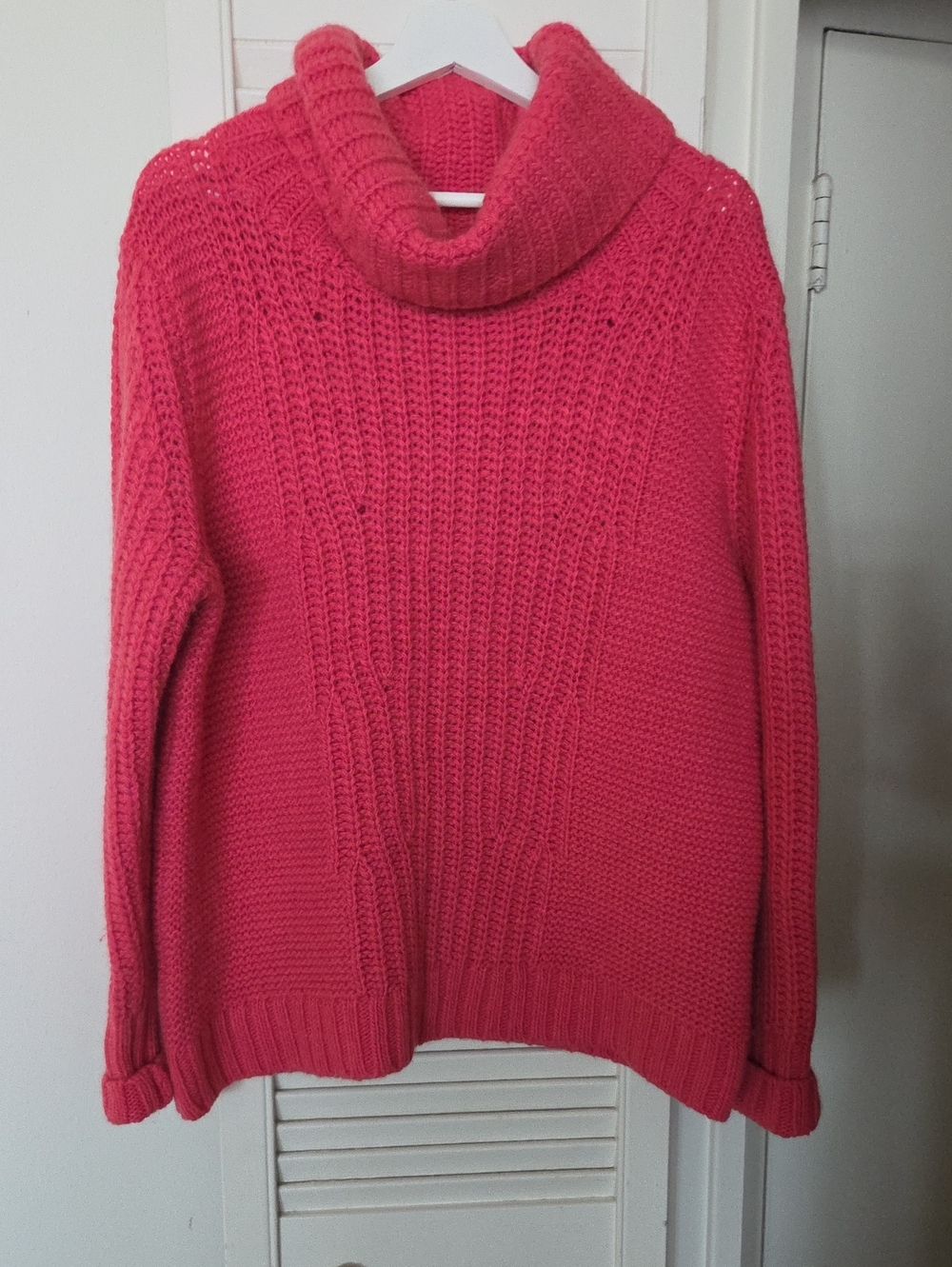 Banana Republic Italian Yarn Wool Alpaca Blend Pink Cable Turtleneck Sweater